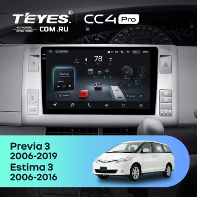 Штатная магнитола Teyes CC4 Pro 8/128 Toyota Estima AHR20 XR50 3 (2006-2016) Правый руль