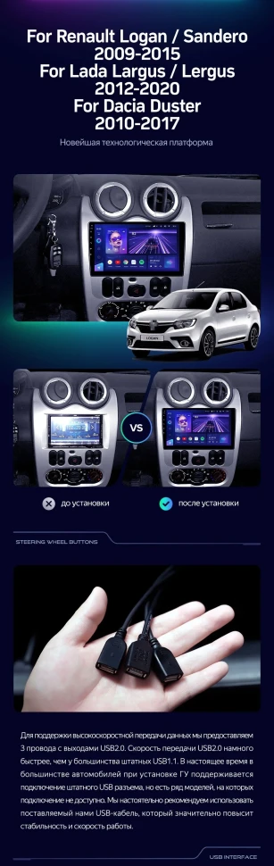 Штатная магнитола Teyes CC3 4/32 Lada Largus (2012-2020)