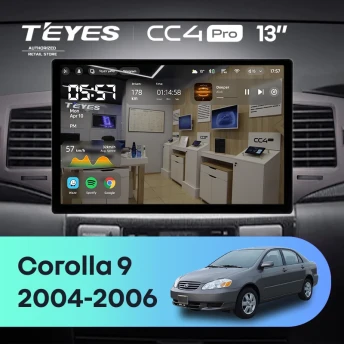 Штатная магнитола Teyes CC4 Pro 12/256 Toyota Corolla 9 E120 (2004-2006) (13")