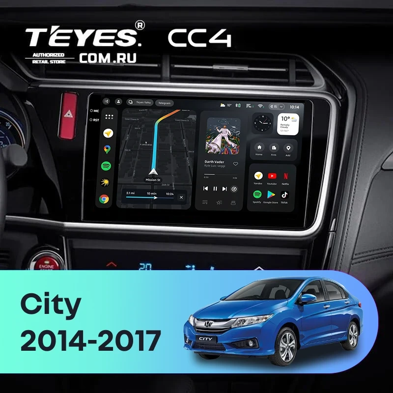 Штатная магнитола Teyes CC4 8/128 Honda City (2014-2017) Тип-A